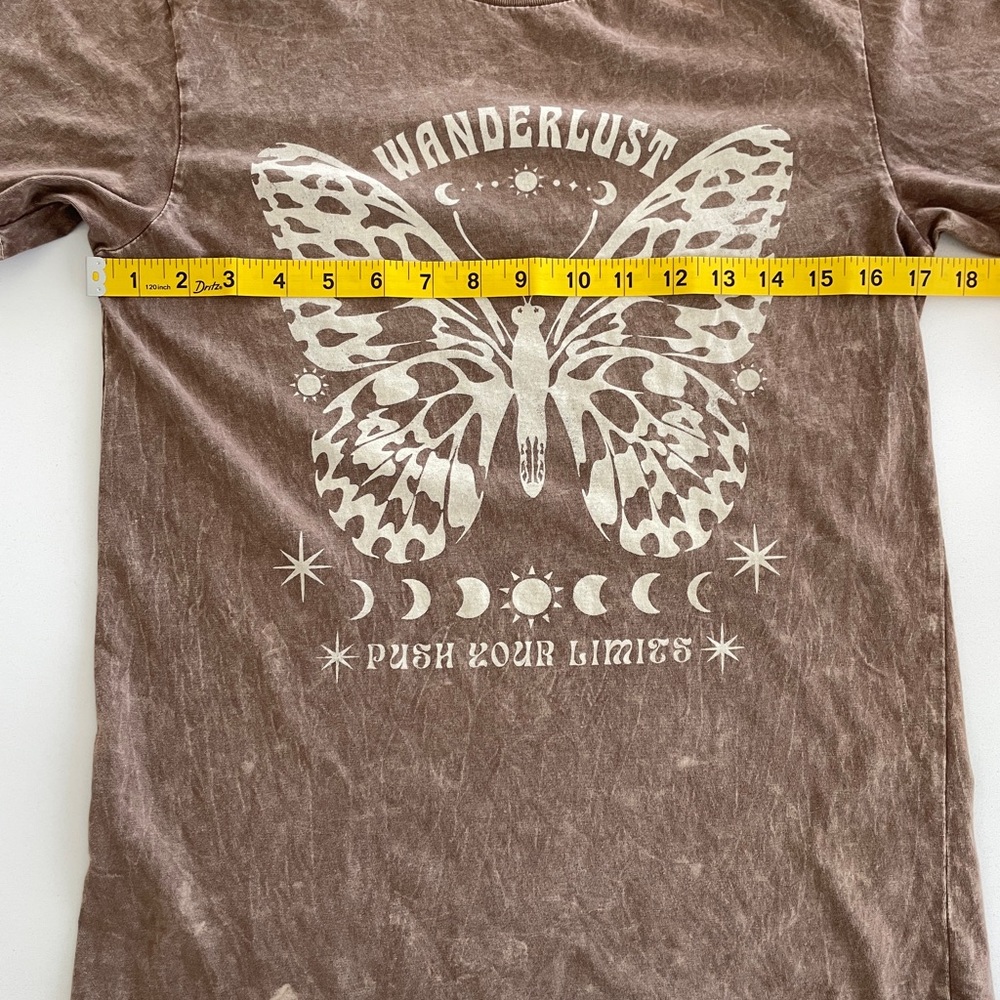 Lotus Fashion LA | Brown Graphic Tee with Butterfly Design | Size Small - Picture 5 of 8